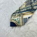 Cravatta Pal Zileri Vintage 100% Seta Fantasia Architettonica Blu Verde Made in Italy