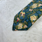 Cravatta Valentino Vintage 100% Seta Fantasia Floreale Verde Blu Made in Italy