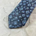 Cravatta Emilio Pucci Vintage 100% Seta Made in Italy Fantasia Geometrica Blu Grigio