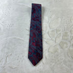 Cravatta Ungaro Paris Vintage 100% Seta Fantasia Paisley Bordeaux Blu