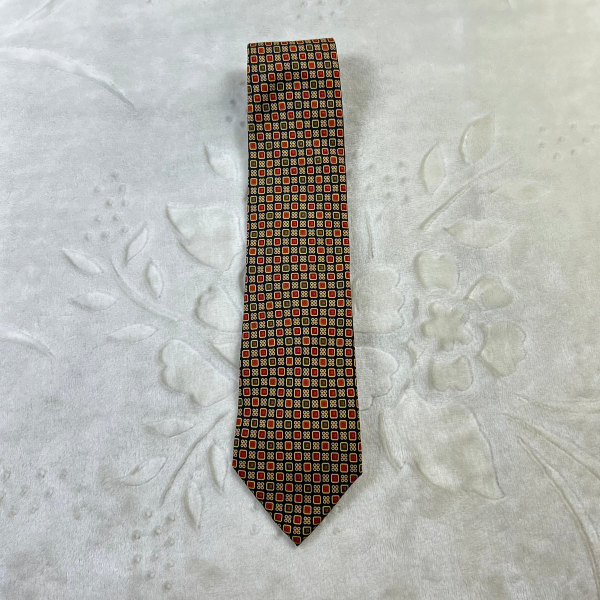 Cravatta Etro Milano Vintage 100% Seta Fantasia Geometrica Multicolor