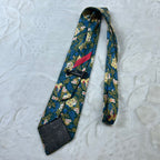 Cravatta Valentino Vintage 100% Seta Fantasia Floreale Verde Blu Made in Italy