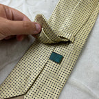 Cravatta Prochownick Vintage 100% Seta Gialla Micro Pois Blu Made in Italy
