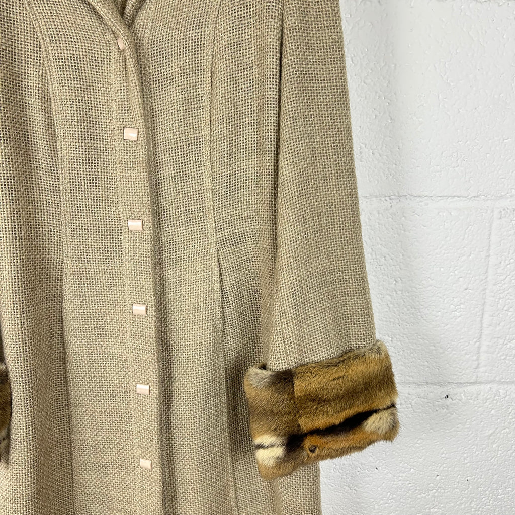 Cappotto Mariella Burani Vintage Made in Italy Lana Vergine con Pelliccia (44-M)