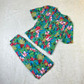Completo da donna Vintage Tropicale in Viscosa con Gonna Floreale (S)