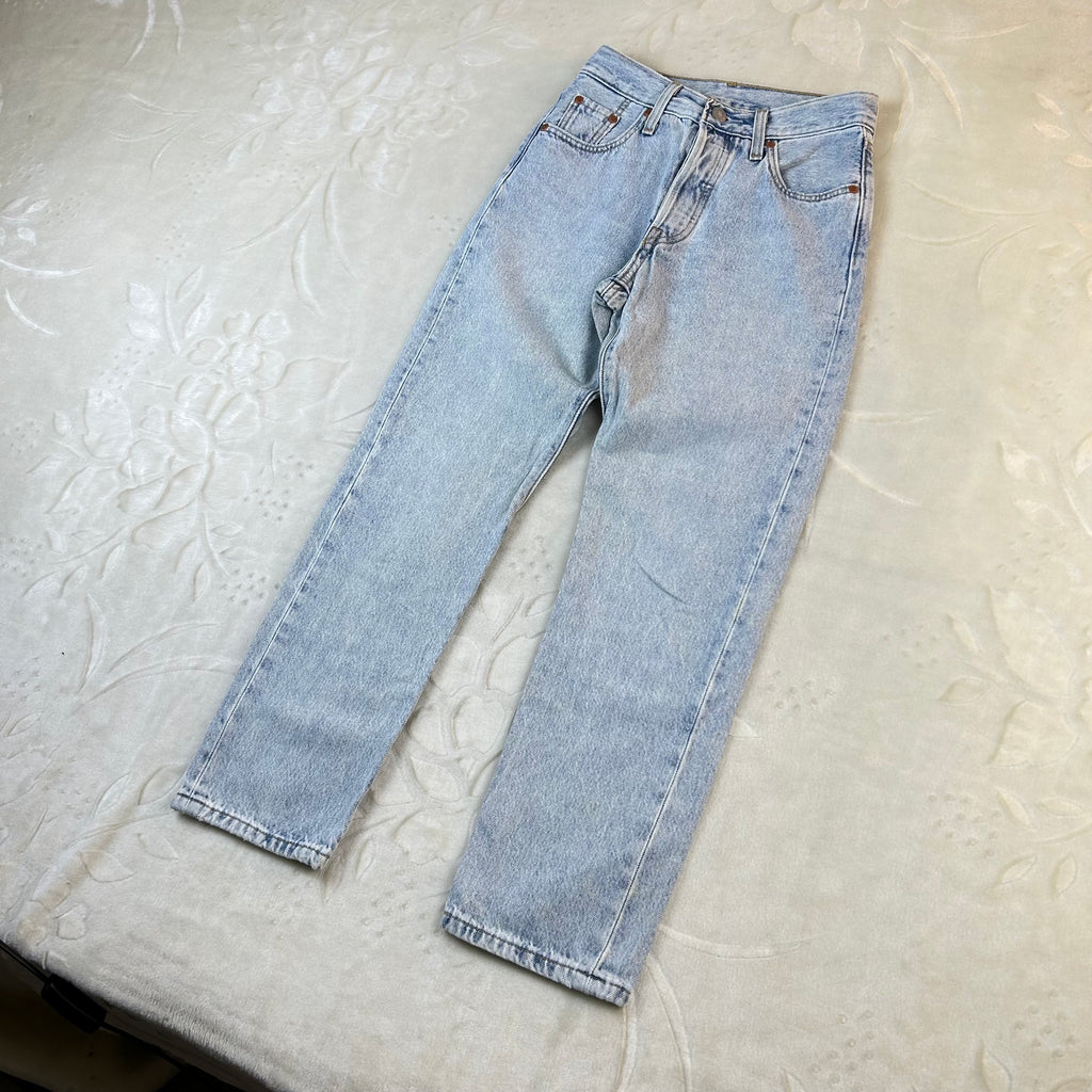 Levi’s 501 Vintage Jeans Denim Azzurro Chiaro Vita Alta Original Fit (W23-37-XXS)