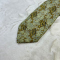 Cravatta Longchamp Paris Vintage 100% Seta Fantasia Floreale Verde Oro