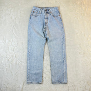 Levi’s 501 Vintage Jeans Denim Azzurro Chiaro Vita Alta Original Fit (W23-37-XXS)
