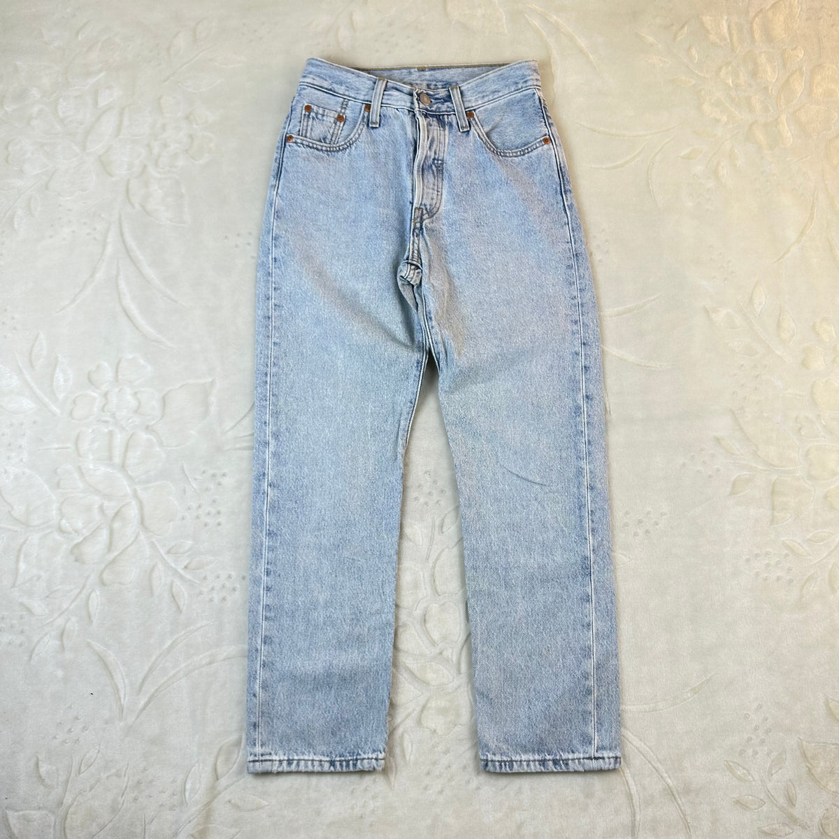Levi’s 501 Vintage Jeans Denim Azzurro Chiaro Vita Alta Original Fit (W23-37-XXS)