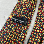 Cravatta Roccobarocco Vintage 100% Seta Fantasia Geometrica Verde Rosso Oro Made in Italy