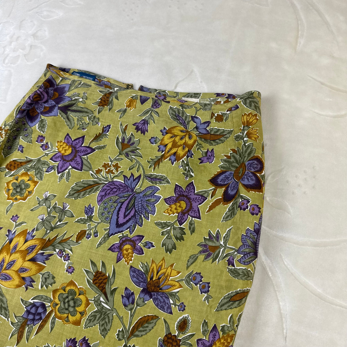 Gonna Vintage Daniel Hechter Floreale in Lino e Viscosa Made in Italy (S-M)