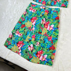 Completo da donna Vintage Tropicale in Viscosa con Gonna Floreale (S)