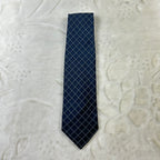 Cravatta Ungaro Italy 100% Seta Blu Navy Fantasia a Quadri Made in Italy