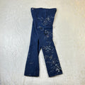 Jeans Donna Vintage Ricamati Blu Scuro Paillettes Y2K (M)