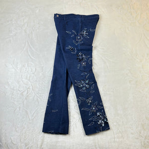 Jeans Donna Vintage Ricamati Blu Scuro Paillettes Y2K (M)