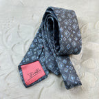 Cravatta Emilio Pucci Vintage 100% Seta Made in Italy Fantasia Geometrica Blu Grigio