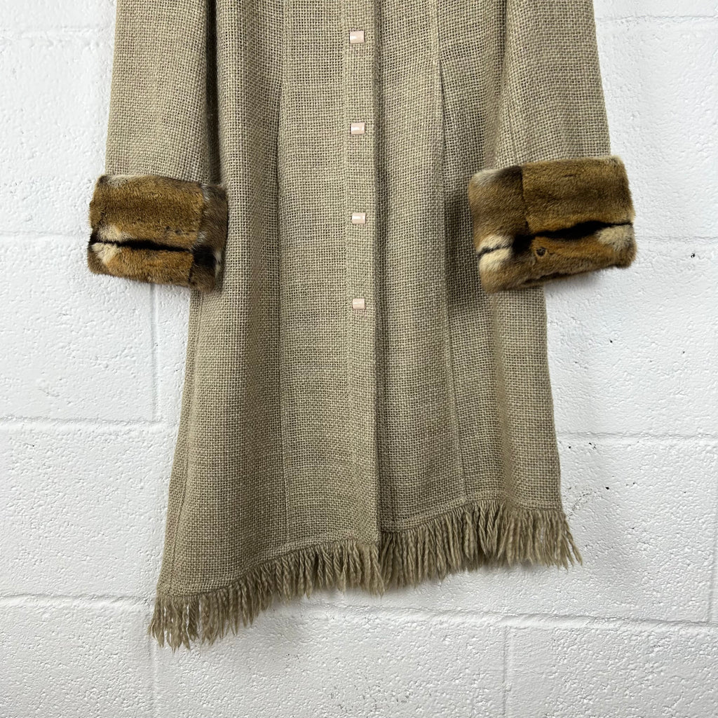 Cappotto Mariella Burani Vintage Made in Italy Lana Vergine con Pelliccia (44-M)