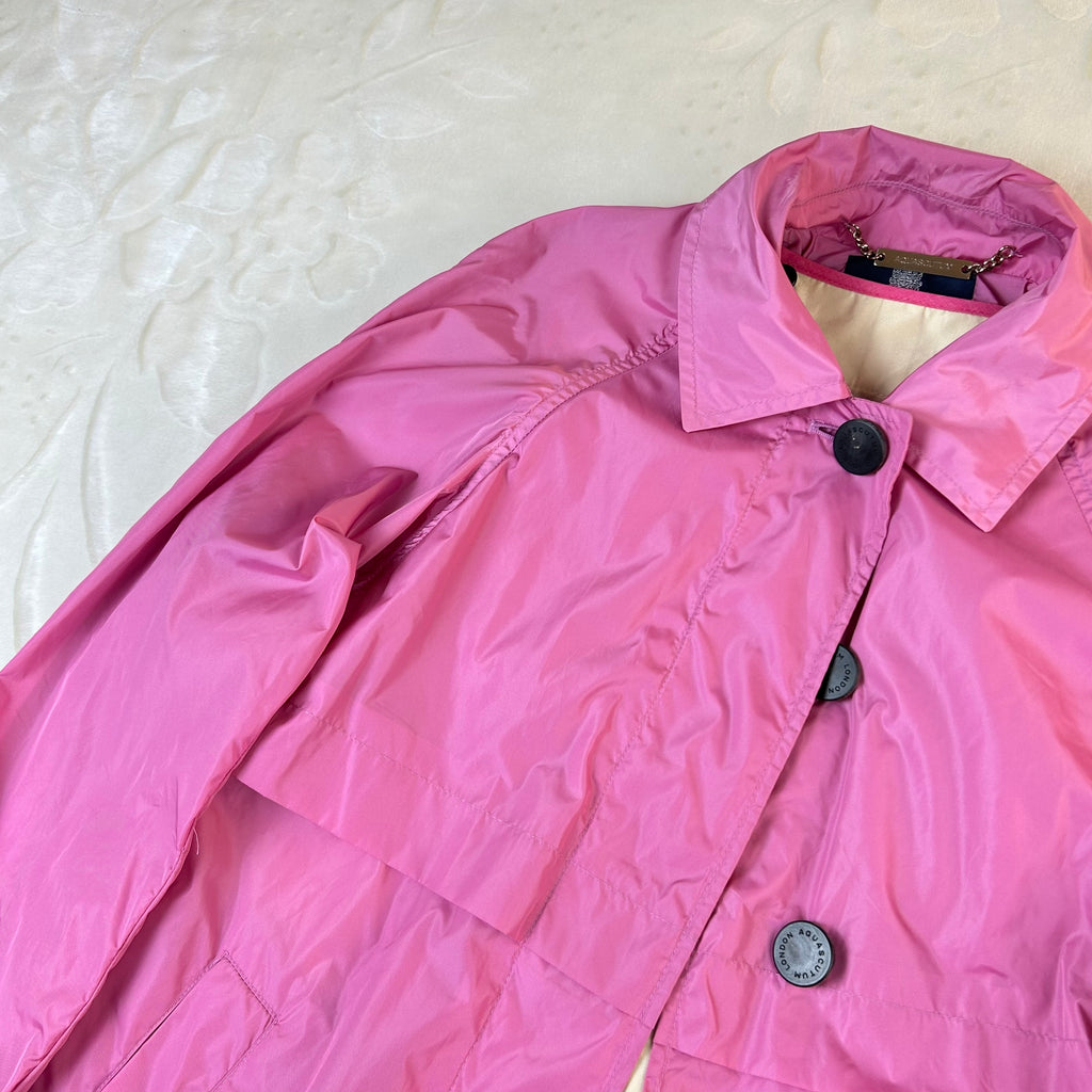 Giacca Aquascutum London Donna Rosa Impermeabile Trench Vintage (S)