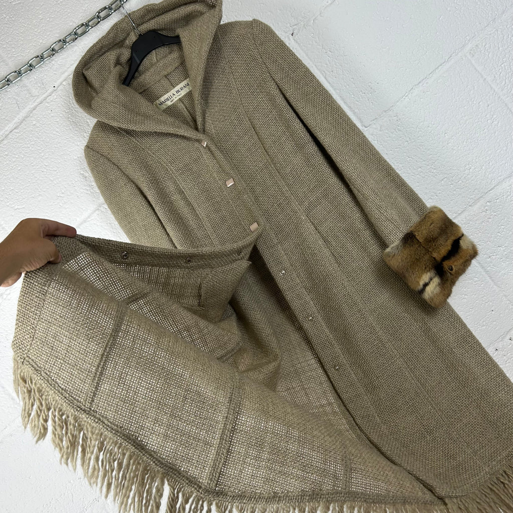 Cappotto Mariella Burani Vintage Made in Italy Lana Vergine con Pelliccia (44-M)