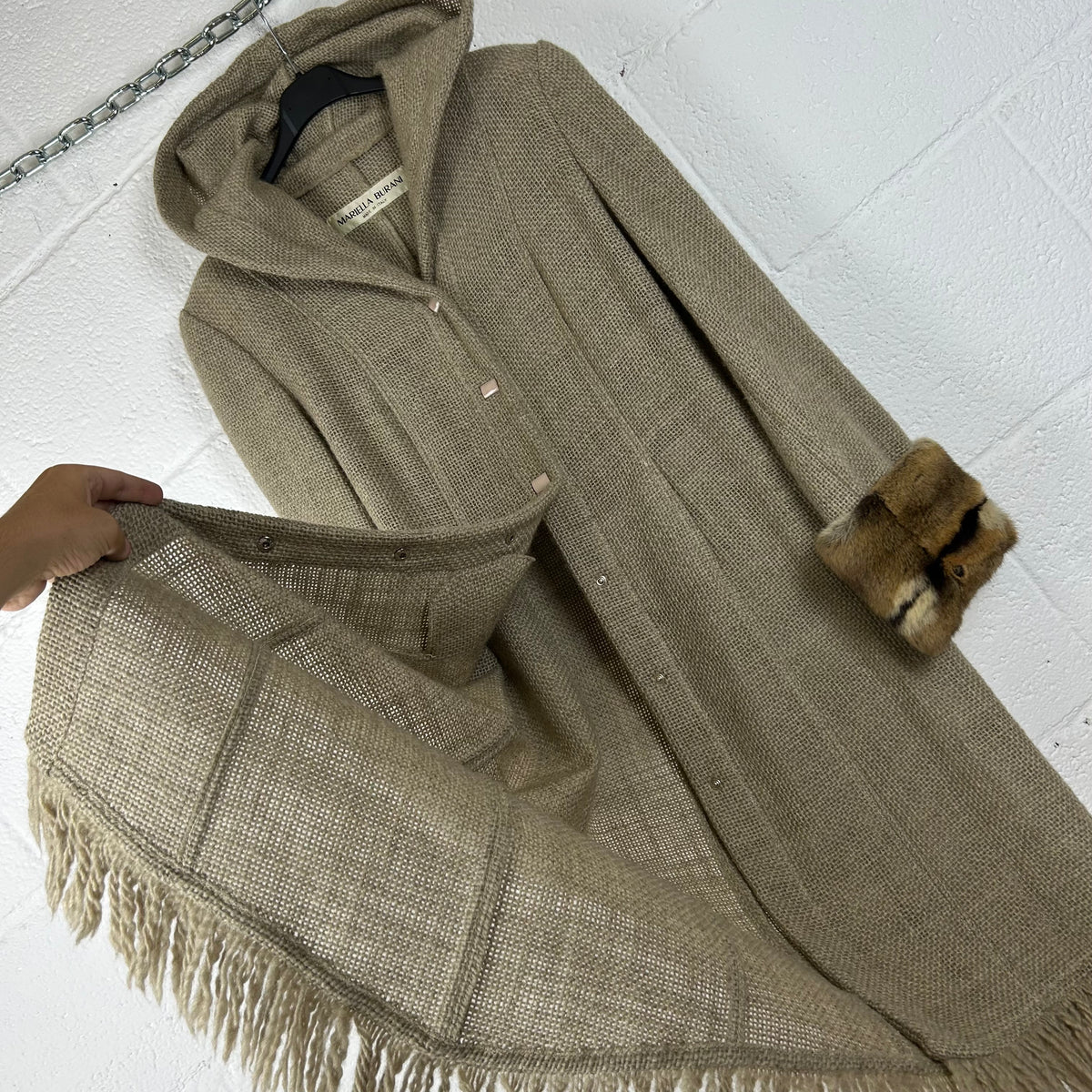 Cappotto Mariella Burani Vintage Made in Italy Lana Vergine con Pelliccia (44-M)