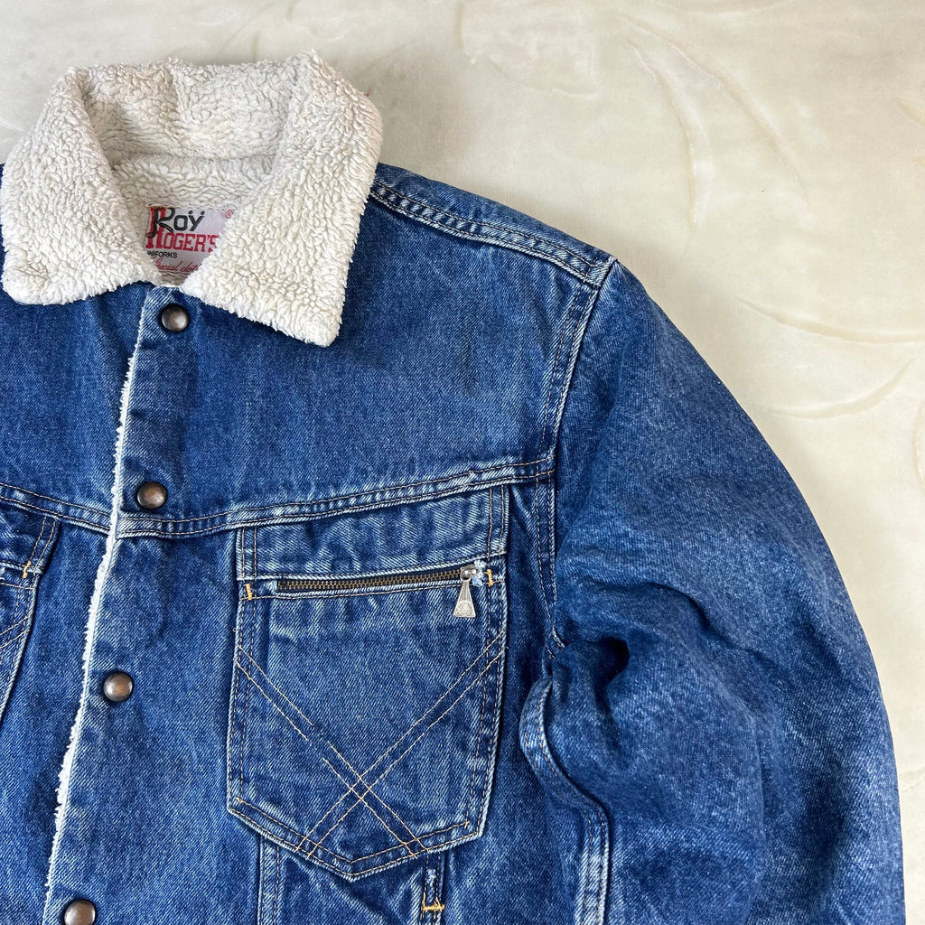 Giacca Roy Roger’s Vintage in Denim Blu con Interno Sherpa (44-M)