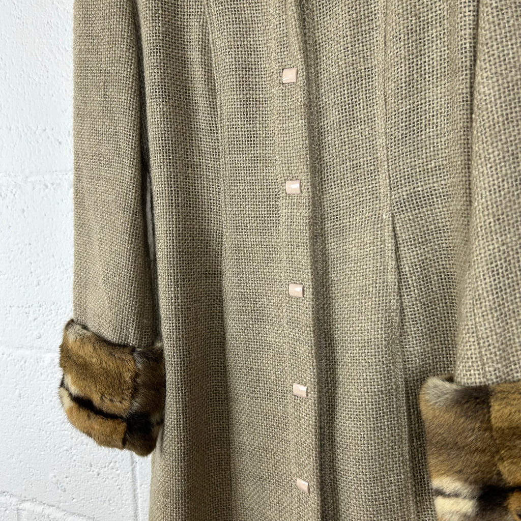 Cappotto Mariella Burani Vintage Made in Italy Lana Vergine con Pelliccia (44-M)