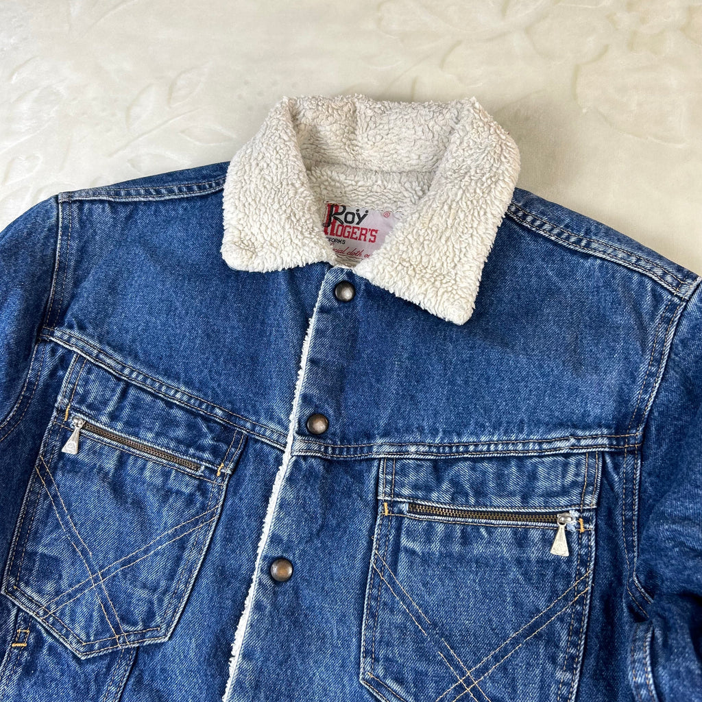 Giacca Roy Roger’s Vintage in Denim Blu con Interno Sherpa (44-M)