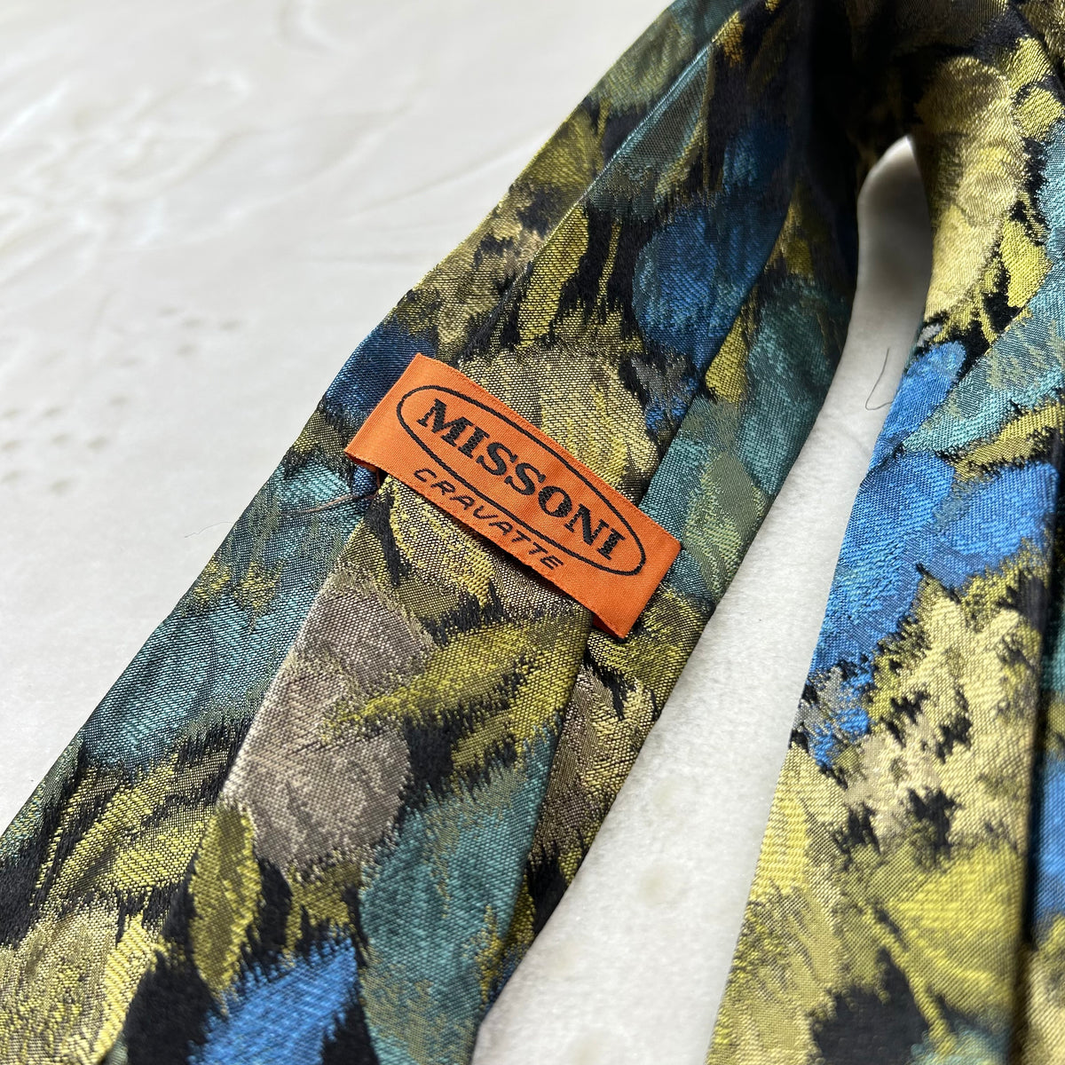 Cravatta Missoni Vintage 100% Seta Fantasia Astratta Multicolor