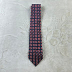 Cravatta Polo by Ralph Lauren Vintage 100% Seta Fantasia Geometrica Blu Rosso