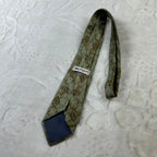 Cravatta Longchamp Paris Vintage 100% Seta Fantasia Floreale Verde Oro