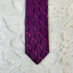Cravatta Della Spiga Milano Vintage 100% Seta Fantasia Geometrica Rosa Fucsia Made in Italy