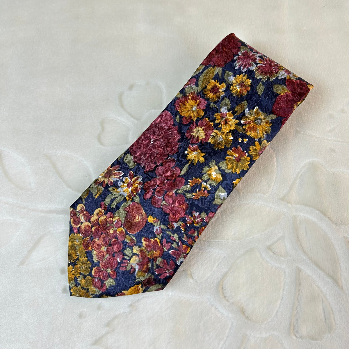 Cravatta Vintage G. Carelli Pura Seta Made in Italy Fantasia Floreale Multicolor