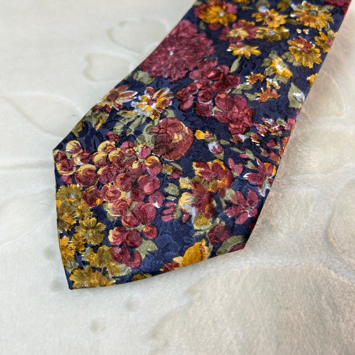 Cravatta Vintage G. Carelli Pura Seta Made in Italy Fantasia Floreale Multicolor