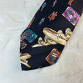 Cravatta Vintage Benetton 100% Seta Made in Italy Fantasia Viaggio Aerei e Valigie