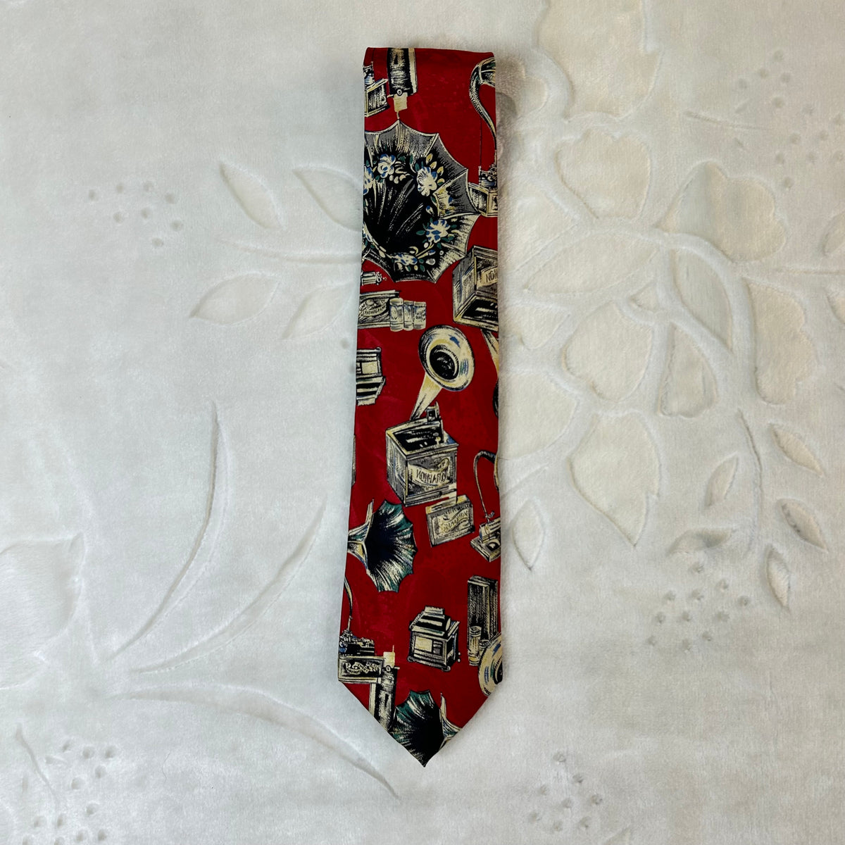 Cravatta Vintage Collection Breuninger Seta Fantasia Grammofoni e Fonografi Made in Italy