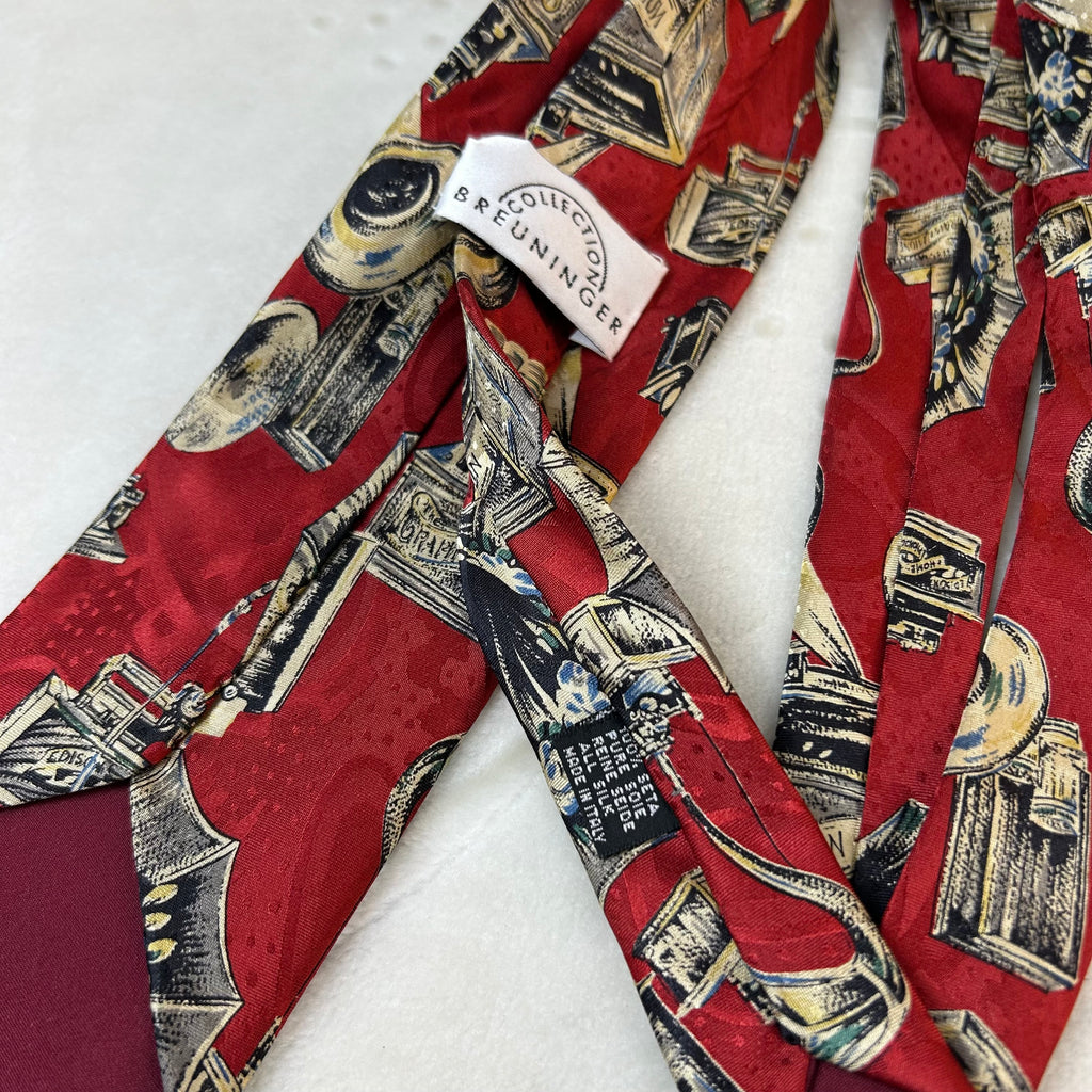 Cravatta Vintage Collection Breuninger Seta Fantasia Grammofoni e Fonografi Made in Italy