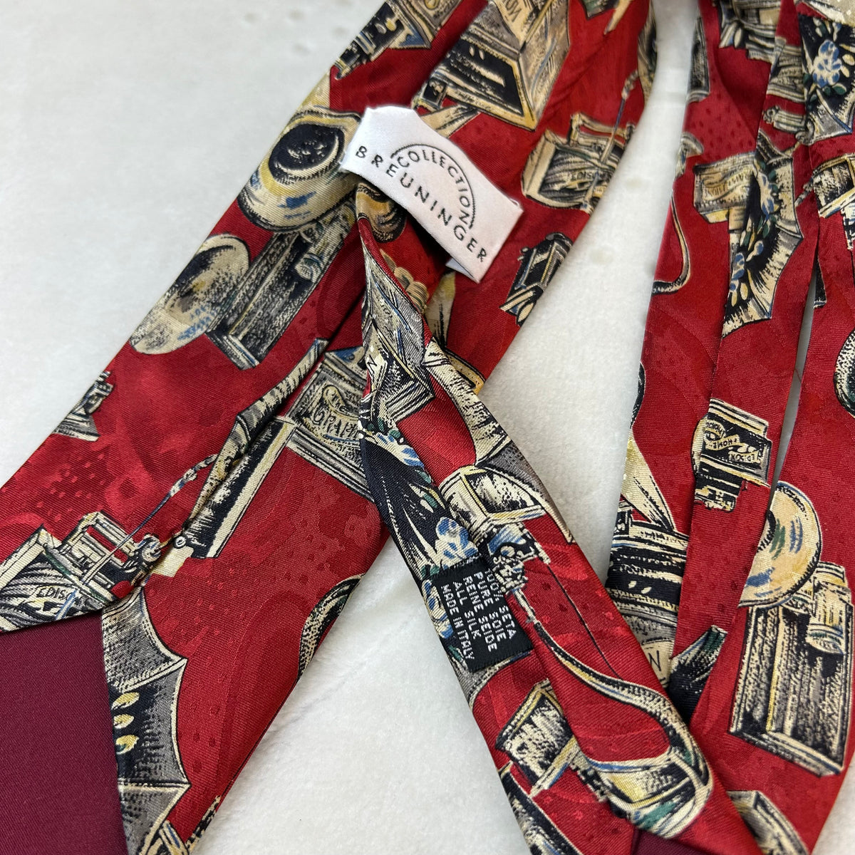 Cravatta Vintage Collection Breuninger Seta Fantasia Grammofoni e Fonografi Made in Italy