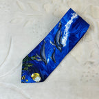 Cravatta Cold City Vintage 100% Seta Delfini Oceano Blu Made in Italy