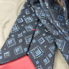 Cravatta Emilio Pucci Vintage 100% Seta Made in Italy Fantasia Geometrica Blu Grigio