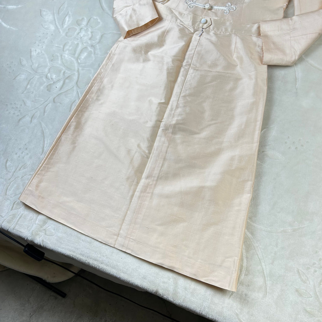 Completo Vintage Hampel Katalin 100% Seta Rosa Cipria Giacca e Gonna (S)