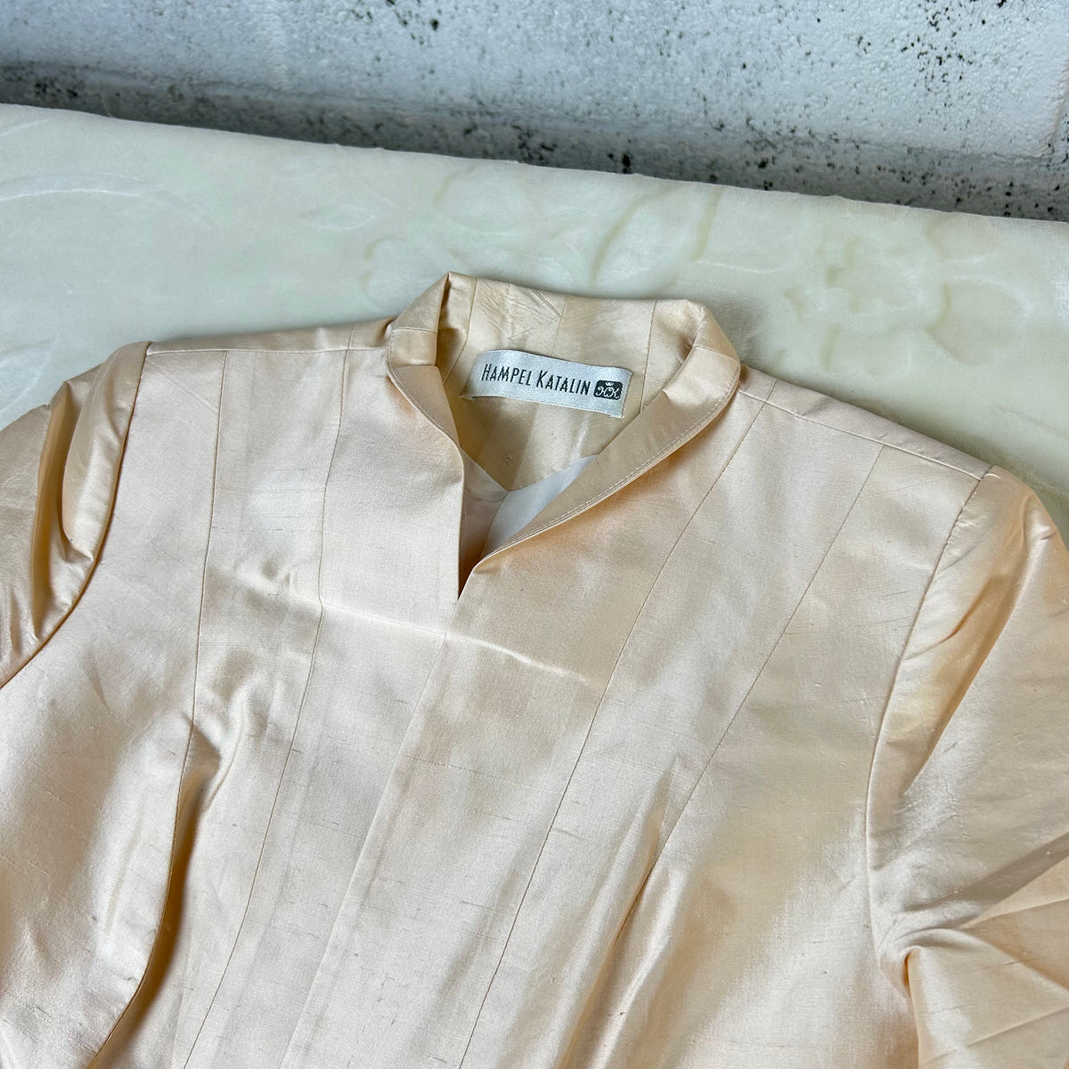 Completo Vintage Hampel Katalin 100% Seta Rosa Cipria Giacca e Gonna (S)