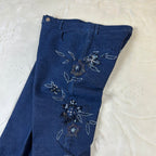 Jeans Donna Vintage Ricamati Blu Scuro Paillettes Y2K (M)