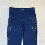 Jeans Donna Vintage Ricamati Blu Scuro Paillettes Y2K (M)