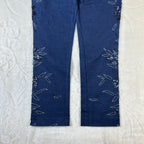 Jeans Donna Vintage Ricamati Blu Scuro Paillettes Y2K (M)