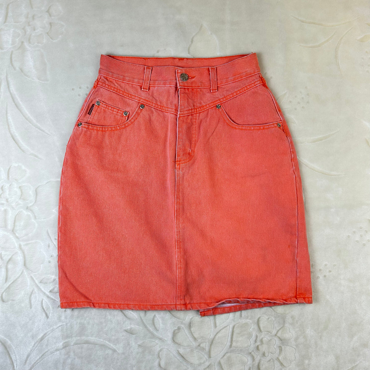 Gonna Jeans Carrera Vintage Corallo Denim Alta Vita (M-46)