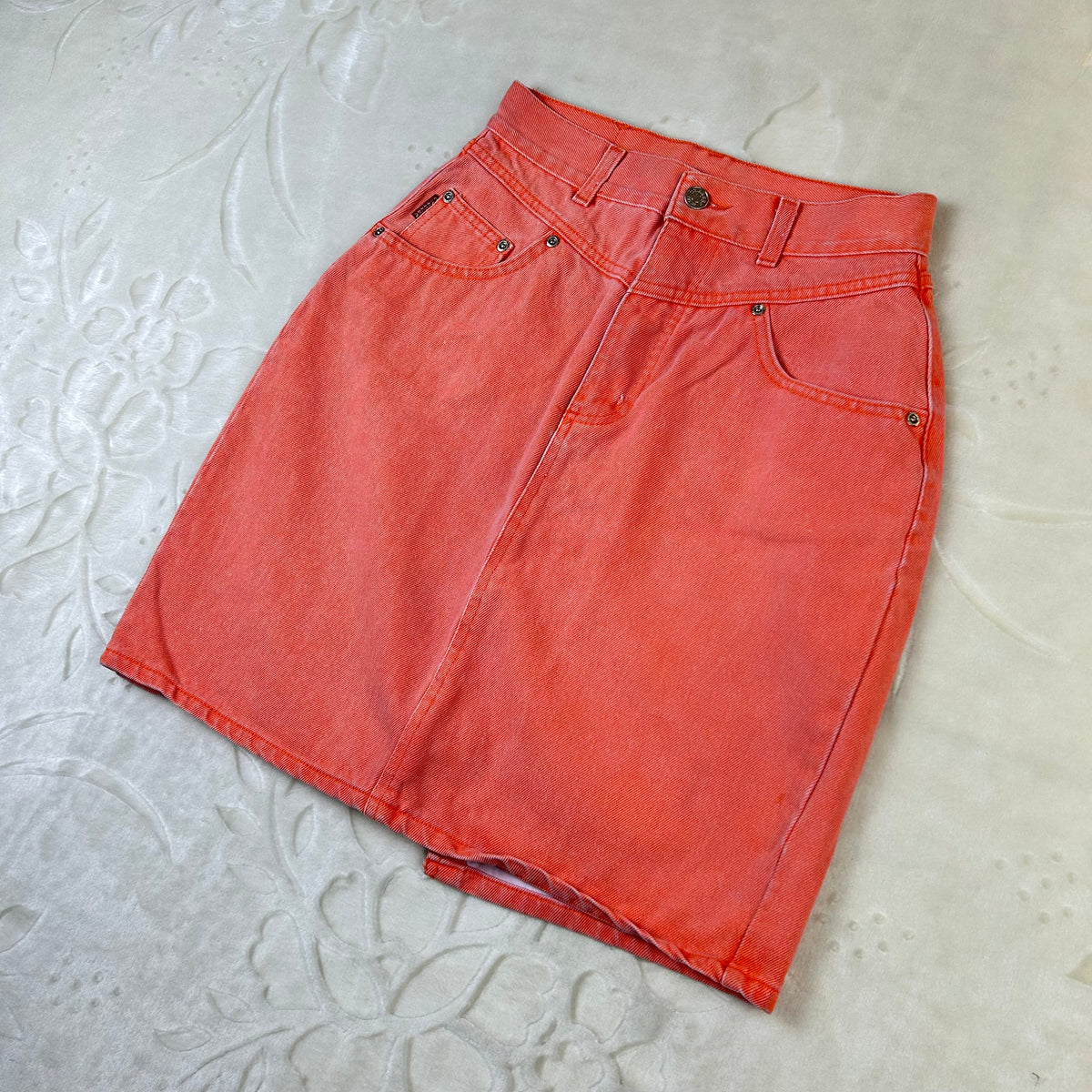 Gonna Jeans Carrera Vintage Corallo Denim Alta Vita (M-46)