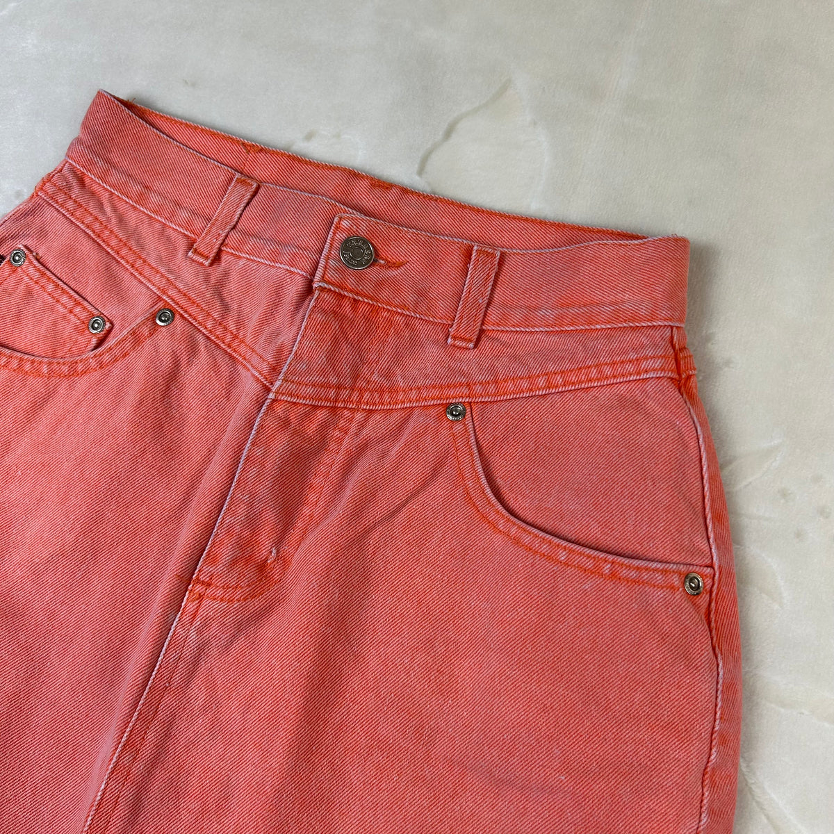 Gonna Jeans Carrera Vintage Corallo Denim Alta Vita (M-46)