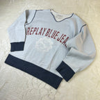 Felpa Replay Blue Jeans Vintage Grigia con Maxi Logo Stampato (XL)