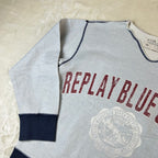 Felpa Replay Blue Jeans Vintage Grigia con Maxi Logo Stampato (XL)