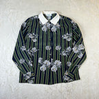 Camicia Vintage Donna Team Made in Italy Fantasia Floreale a Righe (44-M)